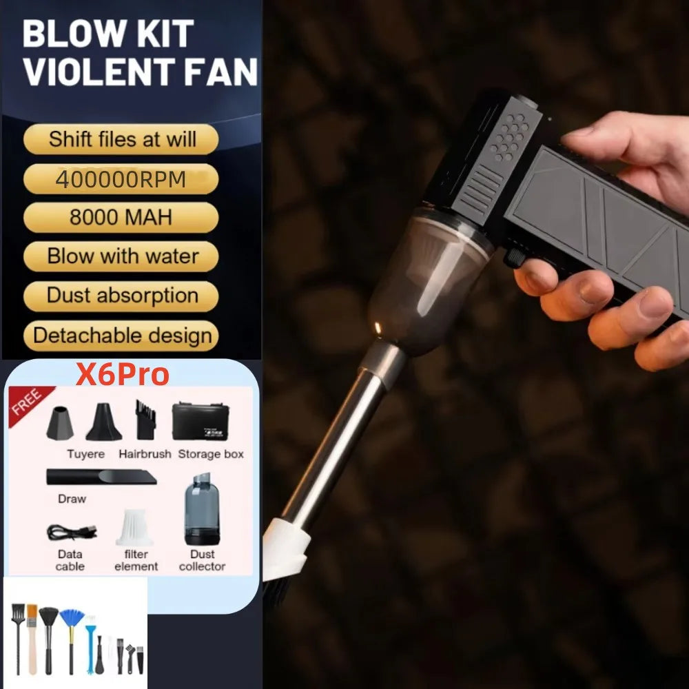 Violent Fan 400000RPM Powerful Air Blower Vacuum Dust Cleaner Type-C Charging Strong Winds 53M/S Brushless Turbo Jet Blower 