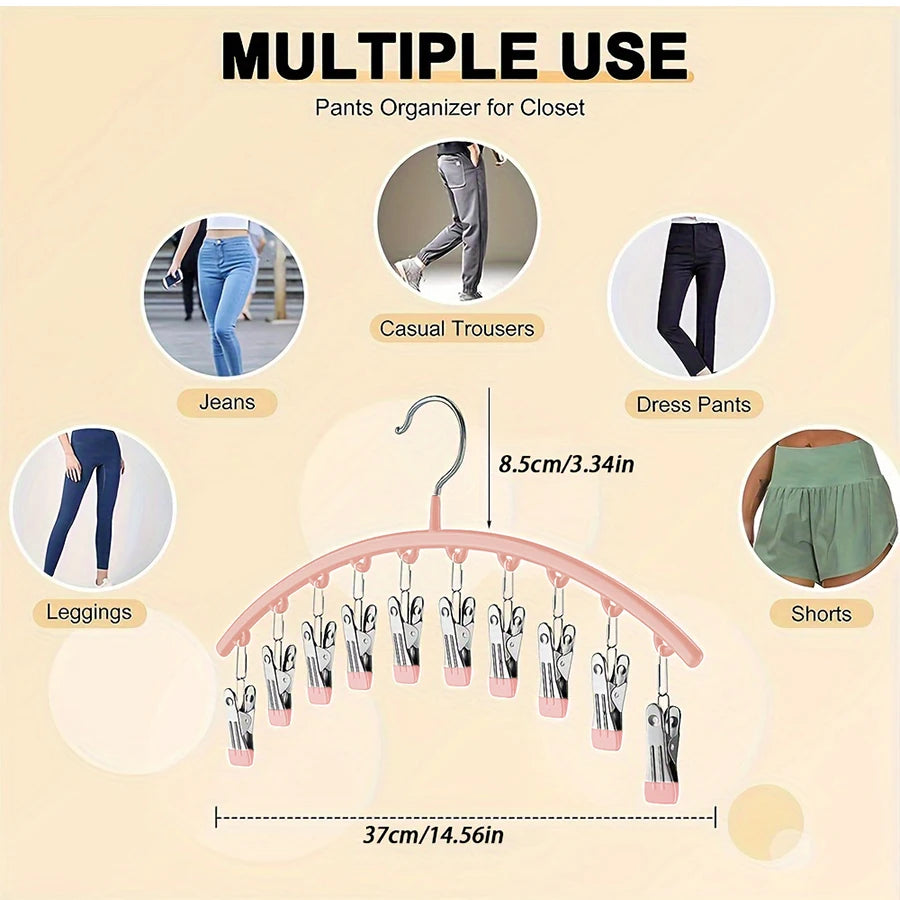 1/2/3PCS Closet Storage Hanger with 10 Clipshangs 40 Pairs of Leggingsblack Hangerspace-Saving Hanging Closet Organizer