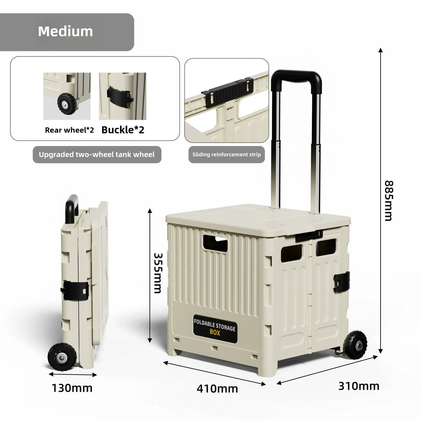 Camping and Storage Boxhome Multifunctional Grocery Cart, Portable and Foldable Shopping Cart, Outdoor Trolley Cart, Stall,