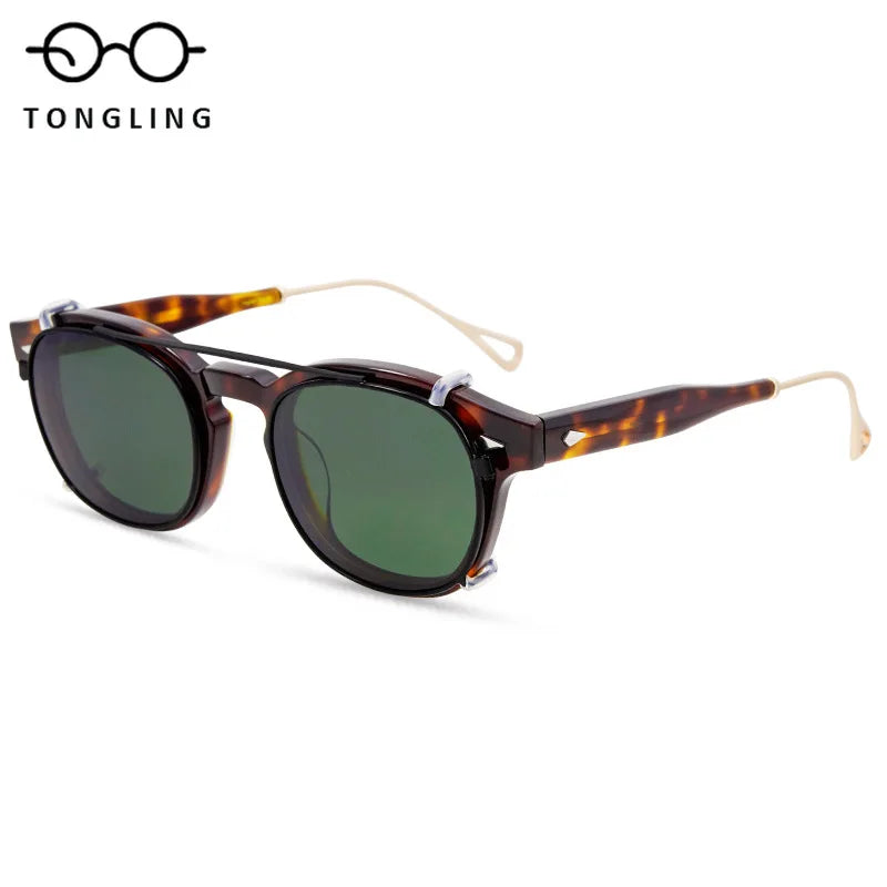 Highend Acetate Sunglasses with Removable Clipon Lenses Dualpurpose Fashionable and Functional for Men Women Outdoor Daily Wear