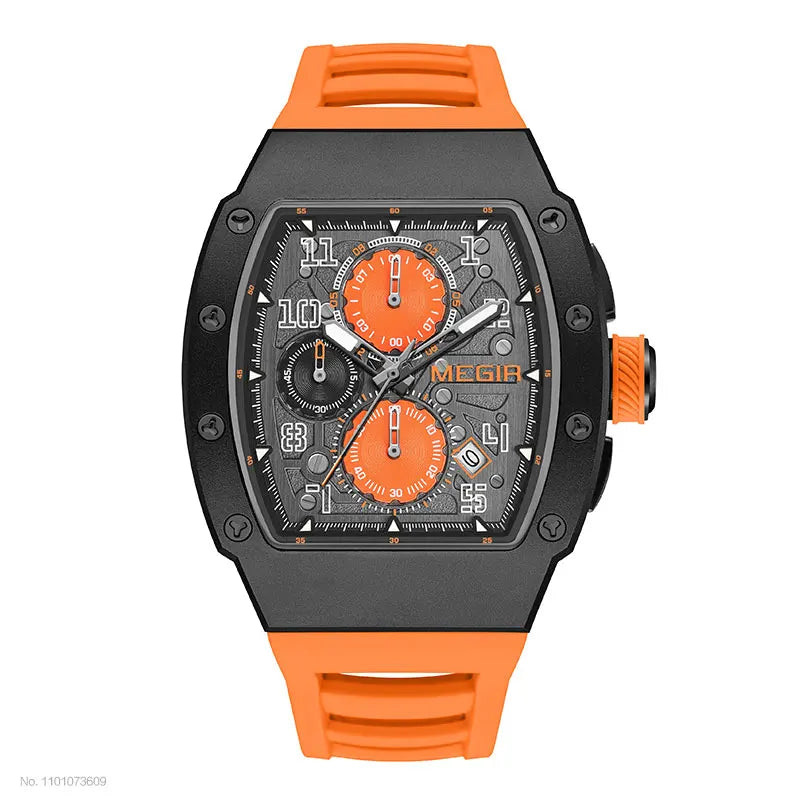 316 Stainless Steel Quartz Watch for Men Fashion Waterproof Luminous Chronograph Wristwatch with Auto Date Silicone Strap