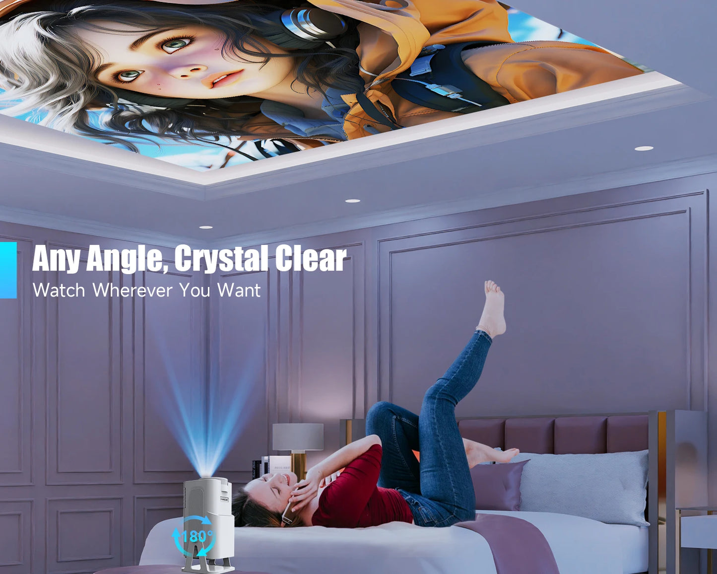 Netflix Officially Licensed Android 13 HY320 NTV Mini Projector with Amlogic S950D4 1080P 500ANSI Dual Wifi BT5.2 Voice