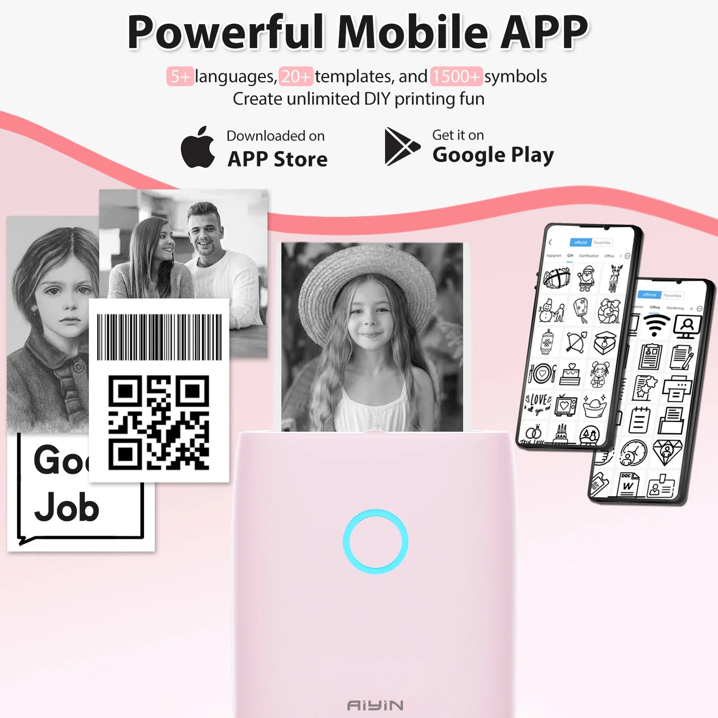 Q2 203Dpi HD Printing Thermal Printer without Ink DIY Mini Portable Printing Bluetooth Control for Photo Label Shopping Ticket