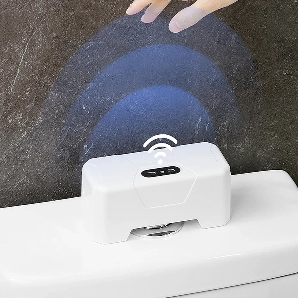 Automatic Toilet Flush Button Induction Toilet Flusher External Infrared Flush Splash-Proof with Wireless Transmitter