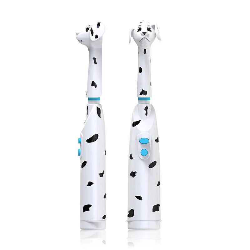 Children'S Electric Toothbrush Kids Baby Spotted Dog Features Dust Cover Cartoon Type Children round Head Battery