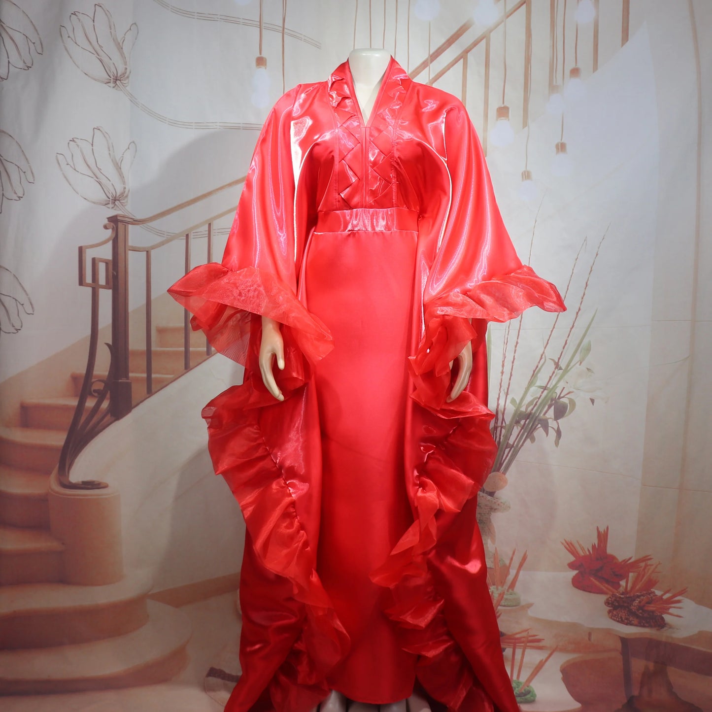 Luxurious Evening Dresses High Quality African Dresses Batwing Hem Turkey Wedding Dress Dashiki Ankara