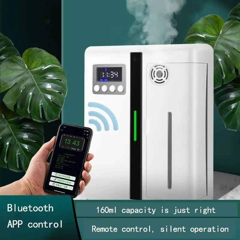 160Ml Waterless Scent Diffuser Bluetooth Wall-Mounted Fragrance Machine Smart Scent Diffuser for Essential Oil Hotel Home