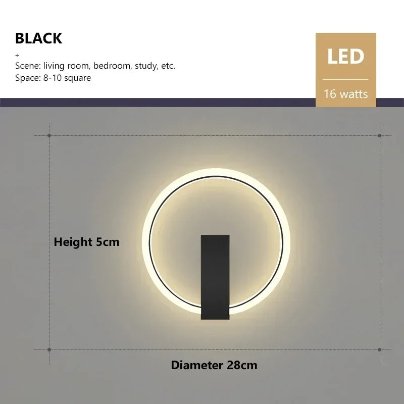 Modern LED Wall Lamp Black Gold Wall Sconce for Living Room Bedroom Bedside Light Home Corridor Aisle Decoration Lustre Lighting
