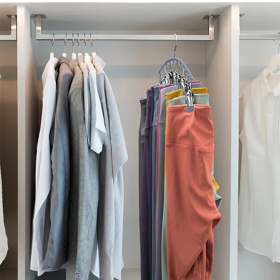 1/2/3PCS Closet Storage Hanger with 10 Clipshangs 40 Pairs of Leggingsblack Hangerspace-Saving Hanging Closet Organizer