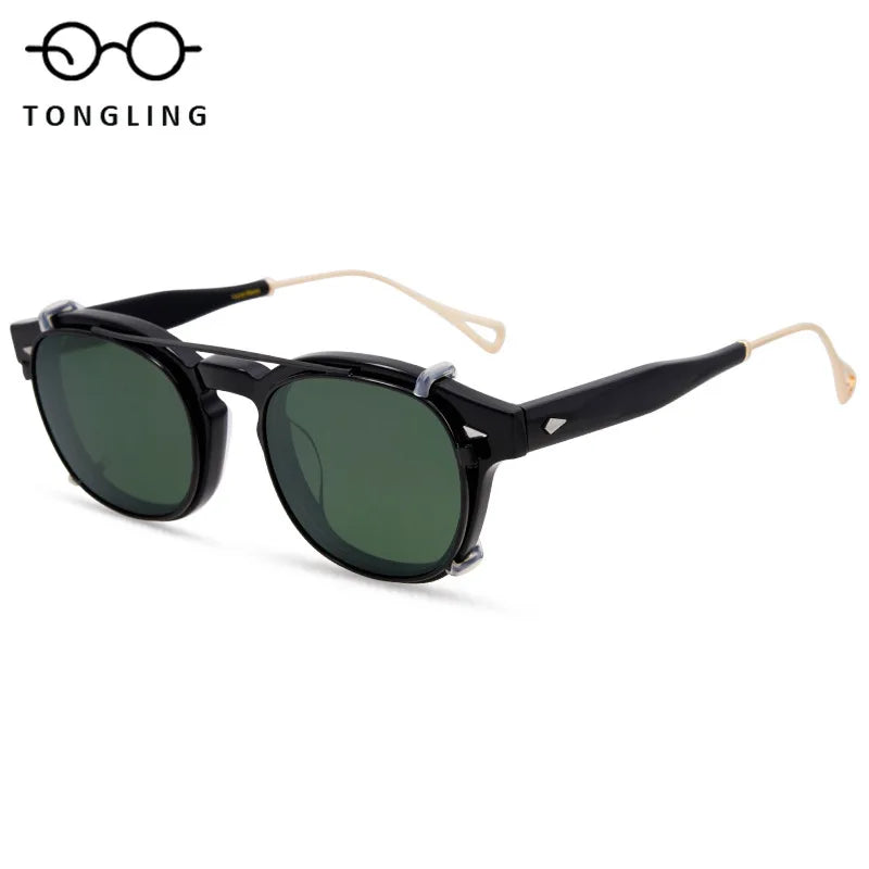 Highend Acetate Sunglasses with Removable Clipon Lenses Dualpurpose Fashionable and Functional for Men Women Outdoor Daily Wear