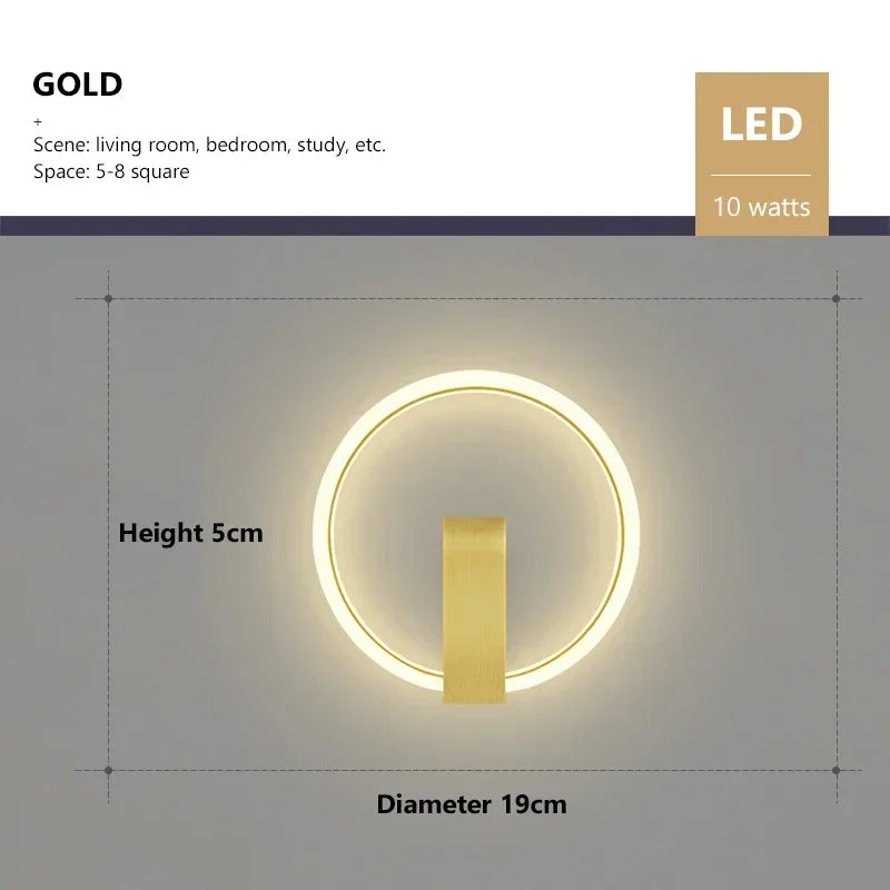 Modern LED Wall Lamp Black Gold Wall Sconce for Living Room Bedroom Bedside Light Home Corridor Aisle Decoration Lustre Lighting