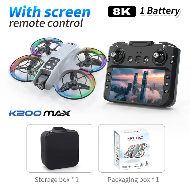 K200 MAX Drone 6K HD Real Time Video Large Screen Transmission Brush Motor Obstacle Avoidance Quadcopter Photography Kids Adults