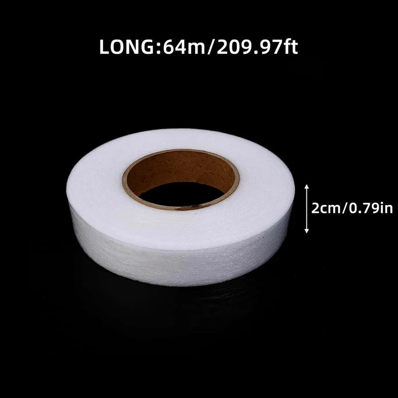 64M Roll Non-Woven Double-Side Interlining Adhesive Fabric Cloth Apparel Iron on Hem Tape Edge Shorten Pants DIY Sewing Tool