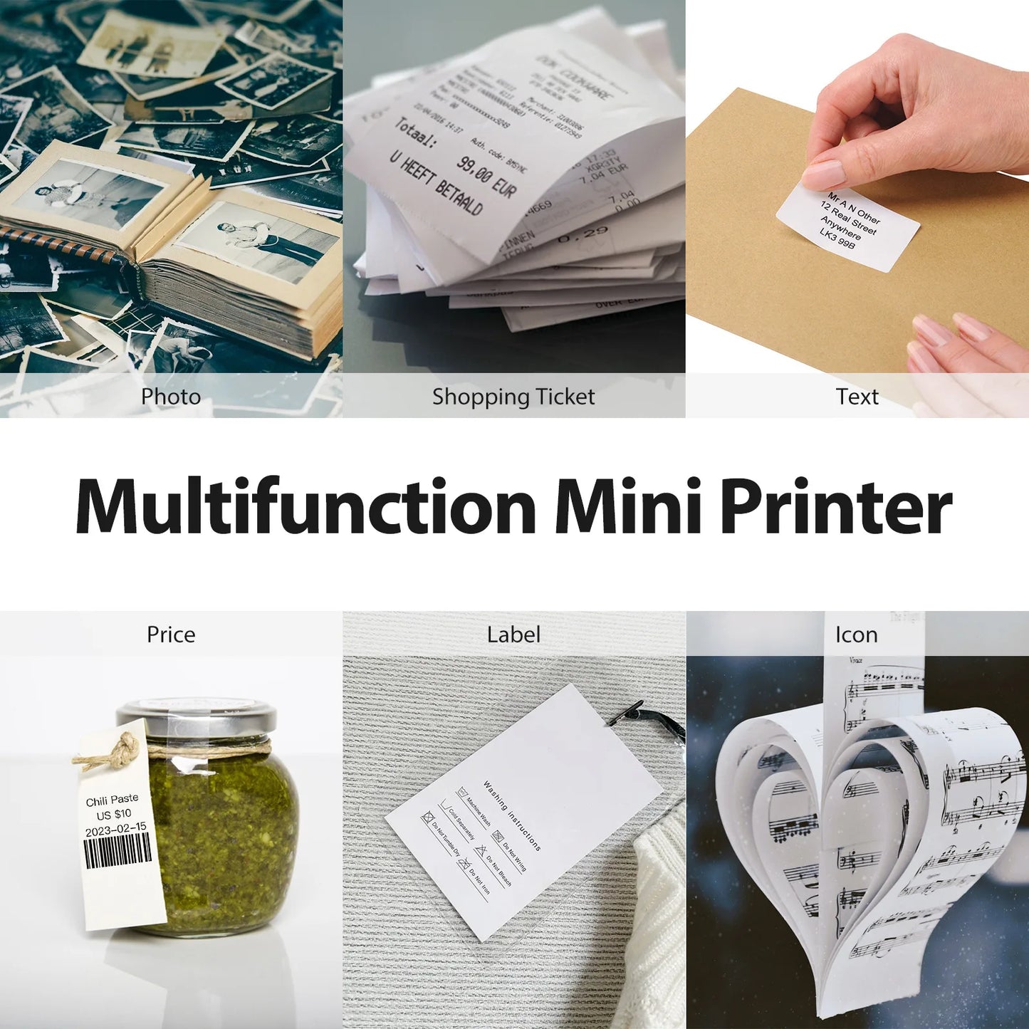 Q2 203Dpi HD Printing Thermal Printer without Ink DIY Mini Portable Printing Bluetooth Control for Photo Label Shopping Ticket