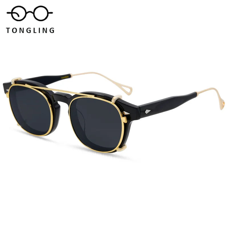 Highend Acetate Sunglasses with Removable Clipon Lenses Dualpurpose Fashionable and Functional for Men Women Outdoor Daily Wear
