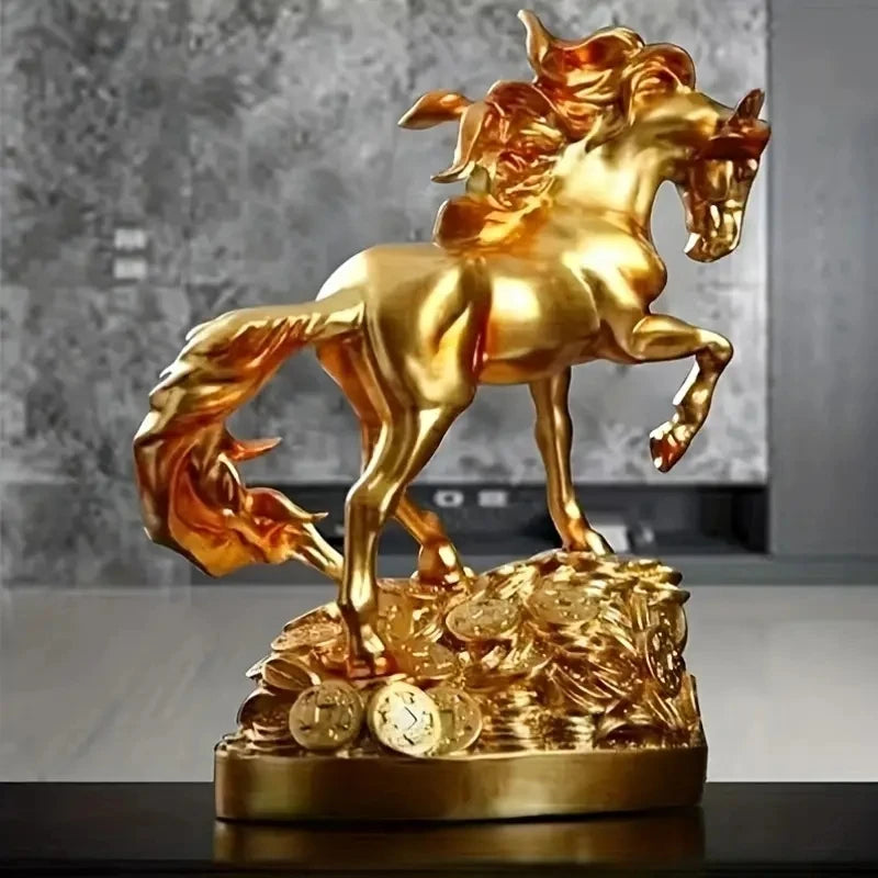 1 Piece - Horse Statue Decorative Art, Wealth Prophecy Statue, Suitable for Home Living Room, Bar, Coffee Shop, Room Decoration