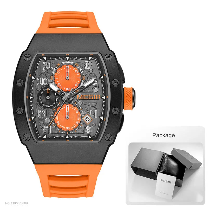 316 Stainless Steel Quartz Watch for Men Fashion Waterproof Luminous Chronograph Wristwatch with Auto Date Silicone Strap