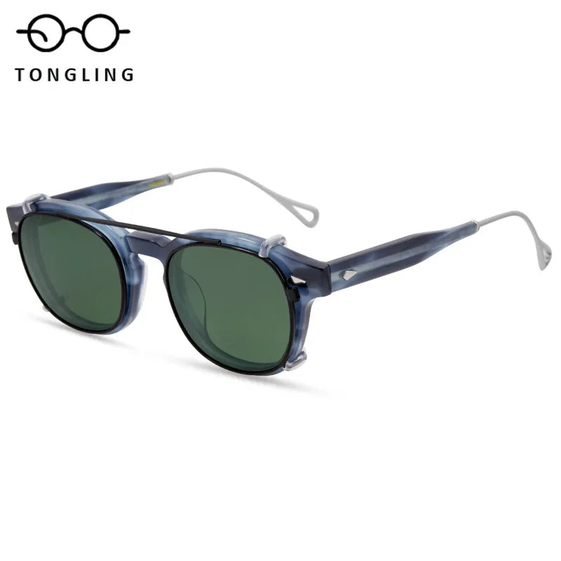 Highend Acetate Sunglasses with Removable Clipon Lenses Dualpurpose Fashionable and Functional for Men Women Outdoor Daily Wear