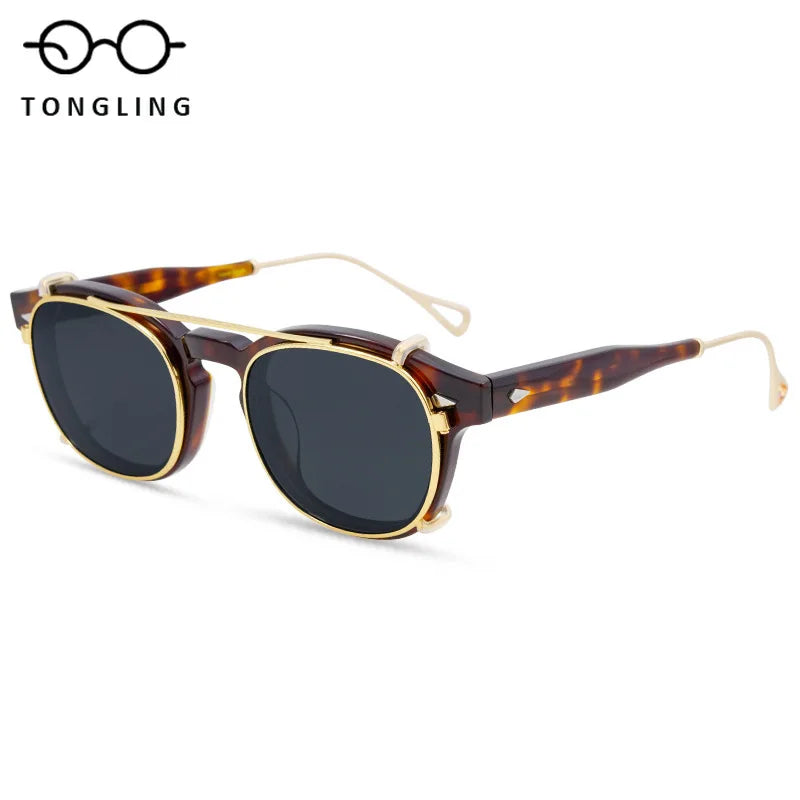 Highend Acetate Sunglasses with Removable Clipon Lenses Dualpurpose Fashionable and Functional for Men Women Outdoor Daily Wear