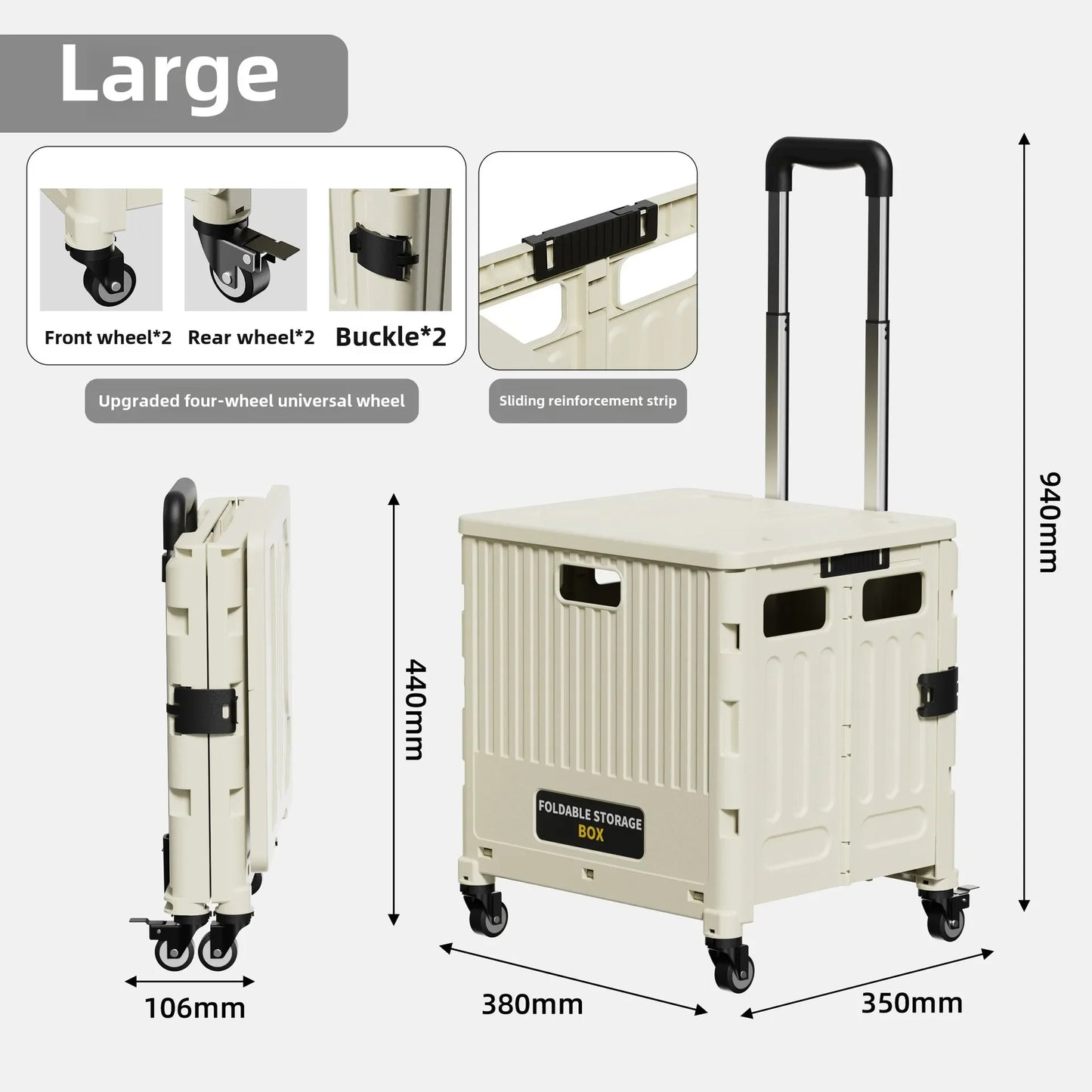 Camping and Storage Boxhome Multifunctional Grocery Cart, Portable and Foldable Shopping Cart, Outdoor Trolley Cart, Stall,