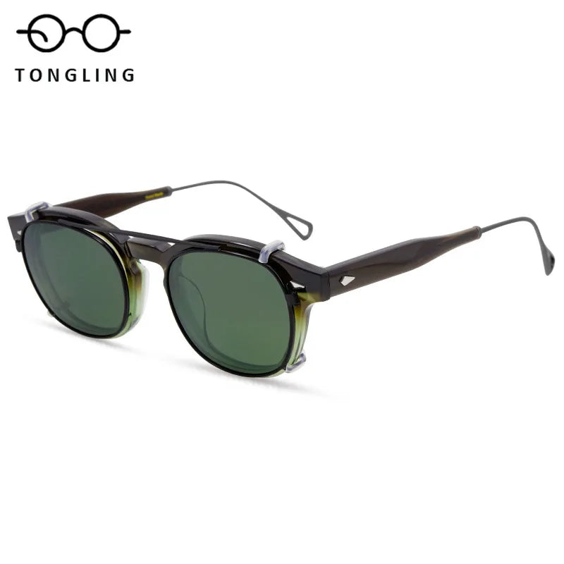 Highend Acetate Sunglasses with Removable Clipon Lenses Dualpurpose Fashionable and Functional for Men Women Outdoor Daily Wear