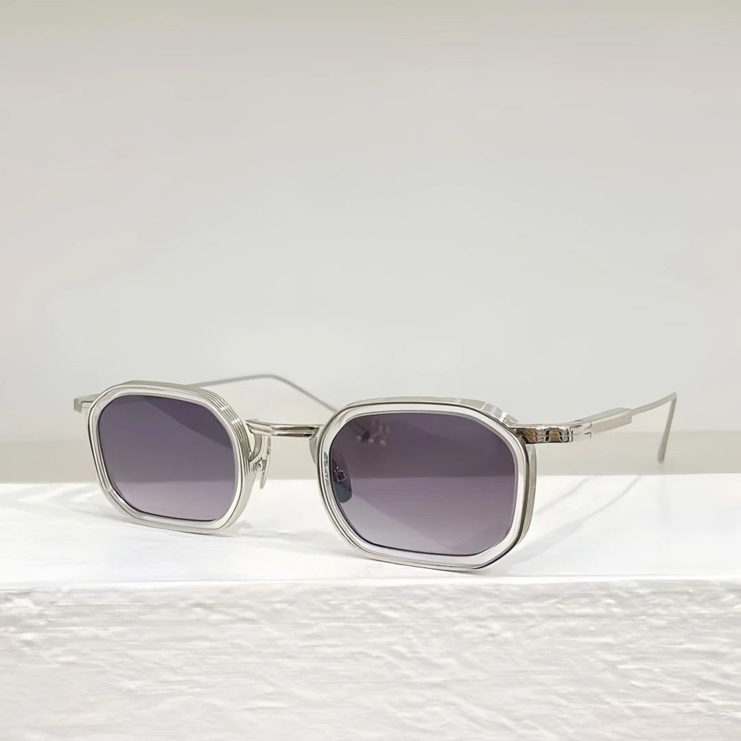 New Heavy Metal Style Luxury Vintage Fashion Octagon Goggles Sunglasses SAMUEL Pure Titanium Acetate UV400 Women Men A+ Quality