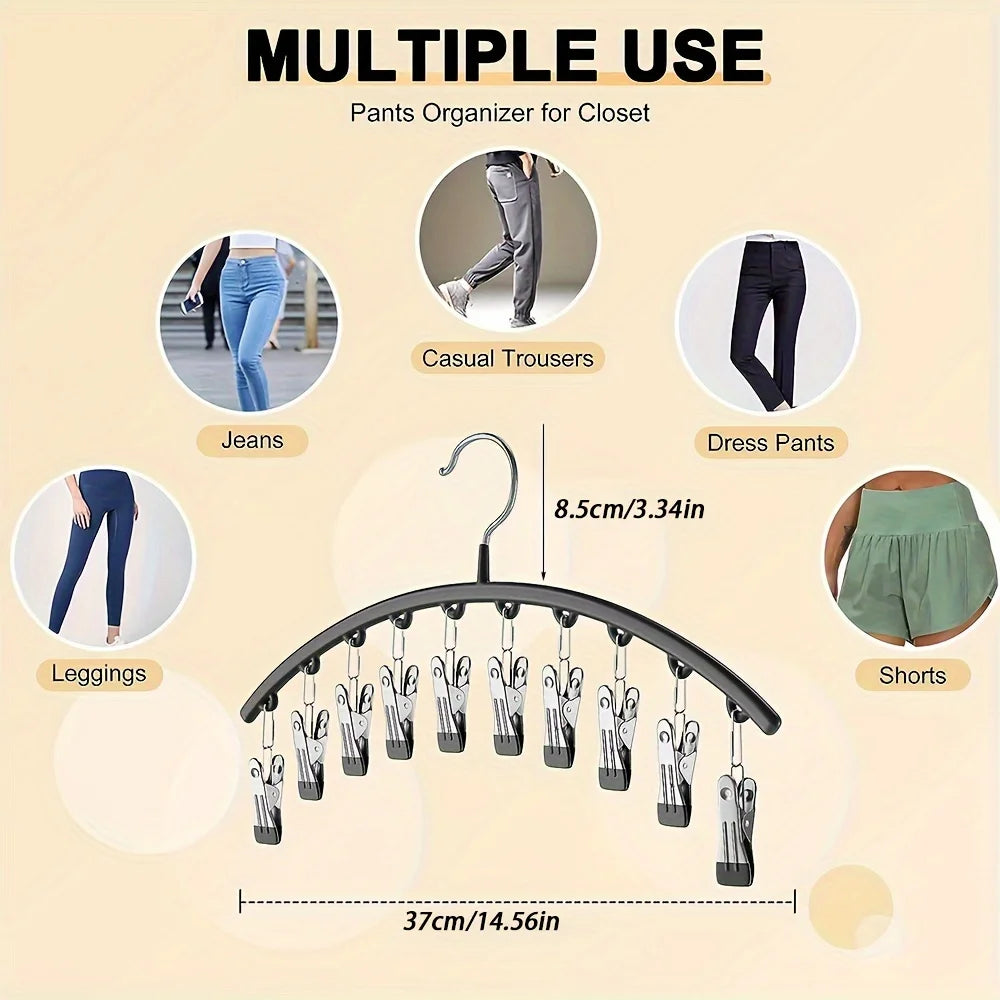 1/2/3PCS Closet Storage Hanger with 10 Clipshangs 40 Pairs of Leggingsblack Hangerspace-Saving Hanging Closet Organizer