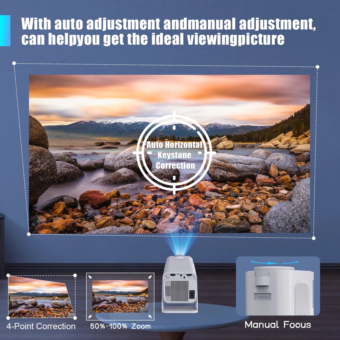 Netflix Officially Licensed Android 13 HY320 NTV Mini Projector with Amlogic S950D4 1080P 500ANSI Dual Wifi BT5.2 Voice