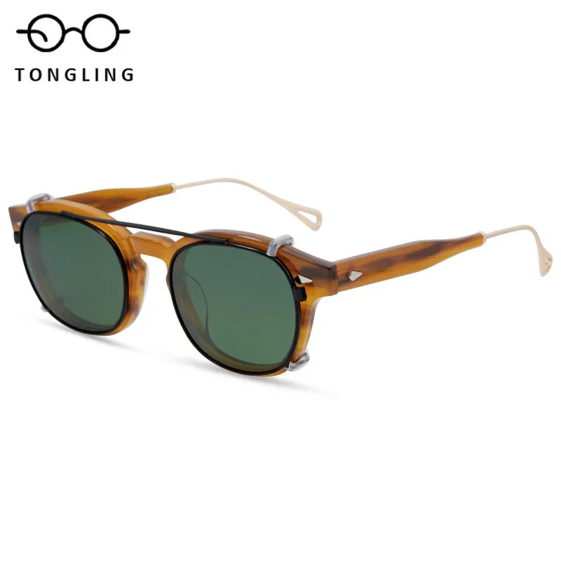 Highend Acetate Sunglasses with Removable Clipon Lenses Dualpurpose Fashionable and Functional for Men Women Outdoor Daily Wear
