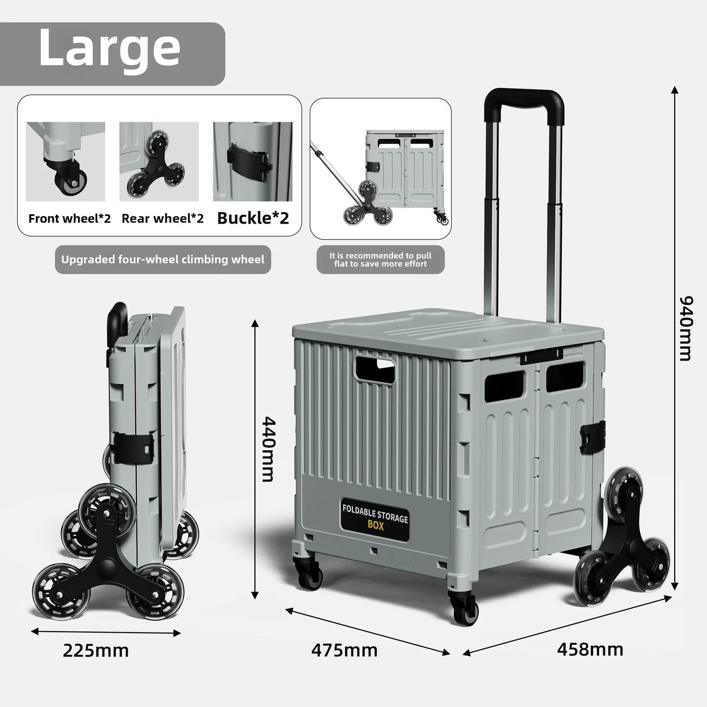 Camping and Storage Boxhome Multifunctional Grocery Cart, Portable and Foldable Shopping Cart, Outdoor Trolley Cart, Stall,