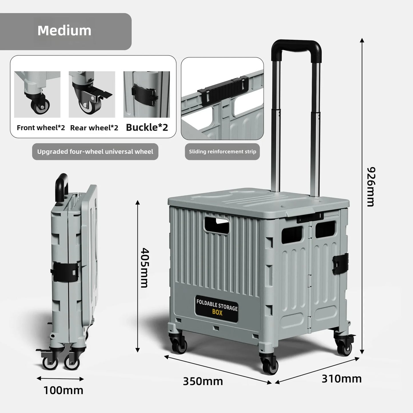Camping and Storage Boxhome Multifunctional Grocery Cart, Portable and Foldable Shopping Cart, Outdoor Trolley Cart, Stall,