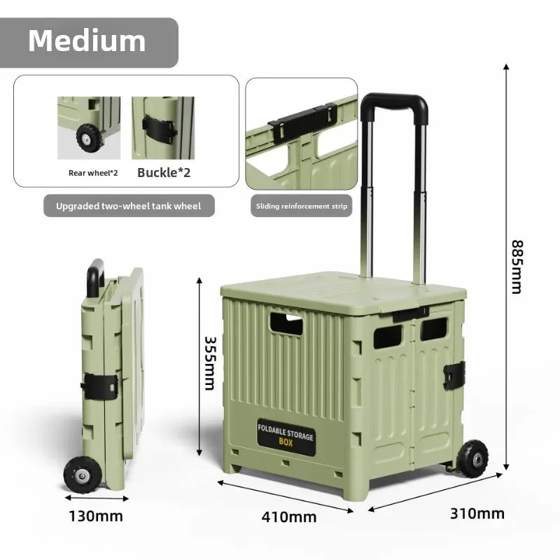Camping and Storage Boxhome Multifunctional Grocery Cart, Portable and Foldable Shopping Cart, Outdoor Trolley Cart, Stall,