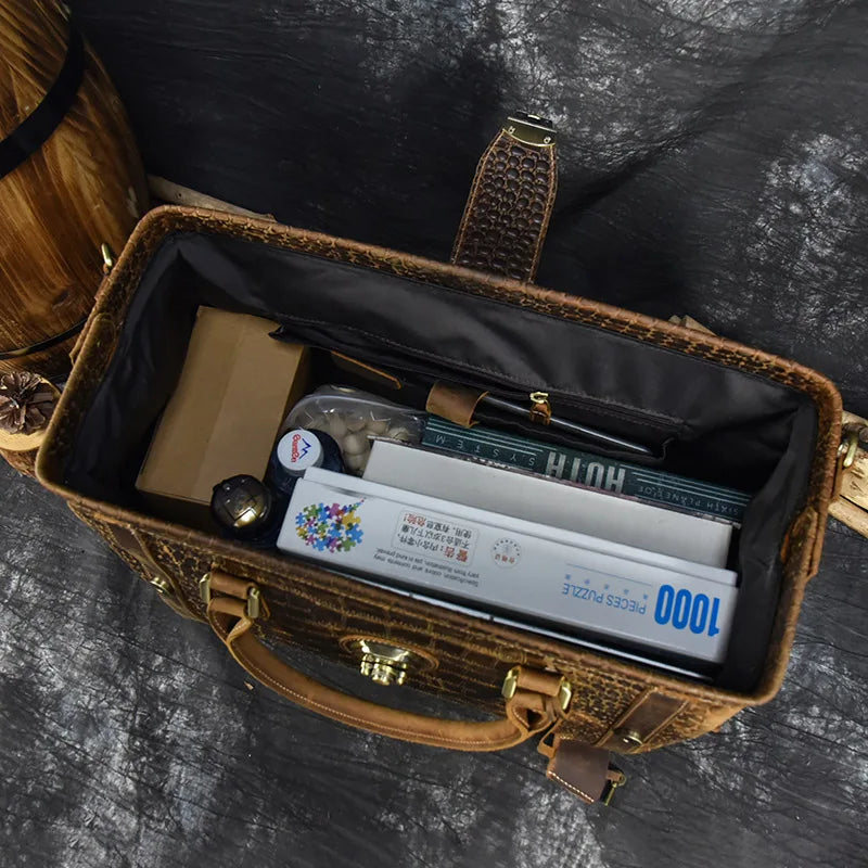 Leather Weekender Bag for Man Vintage Cow Leather Travel Luggage Bag Leather Crossbody Shoulder Bag Travelling Handbag