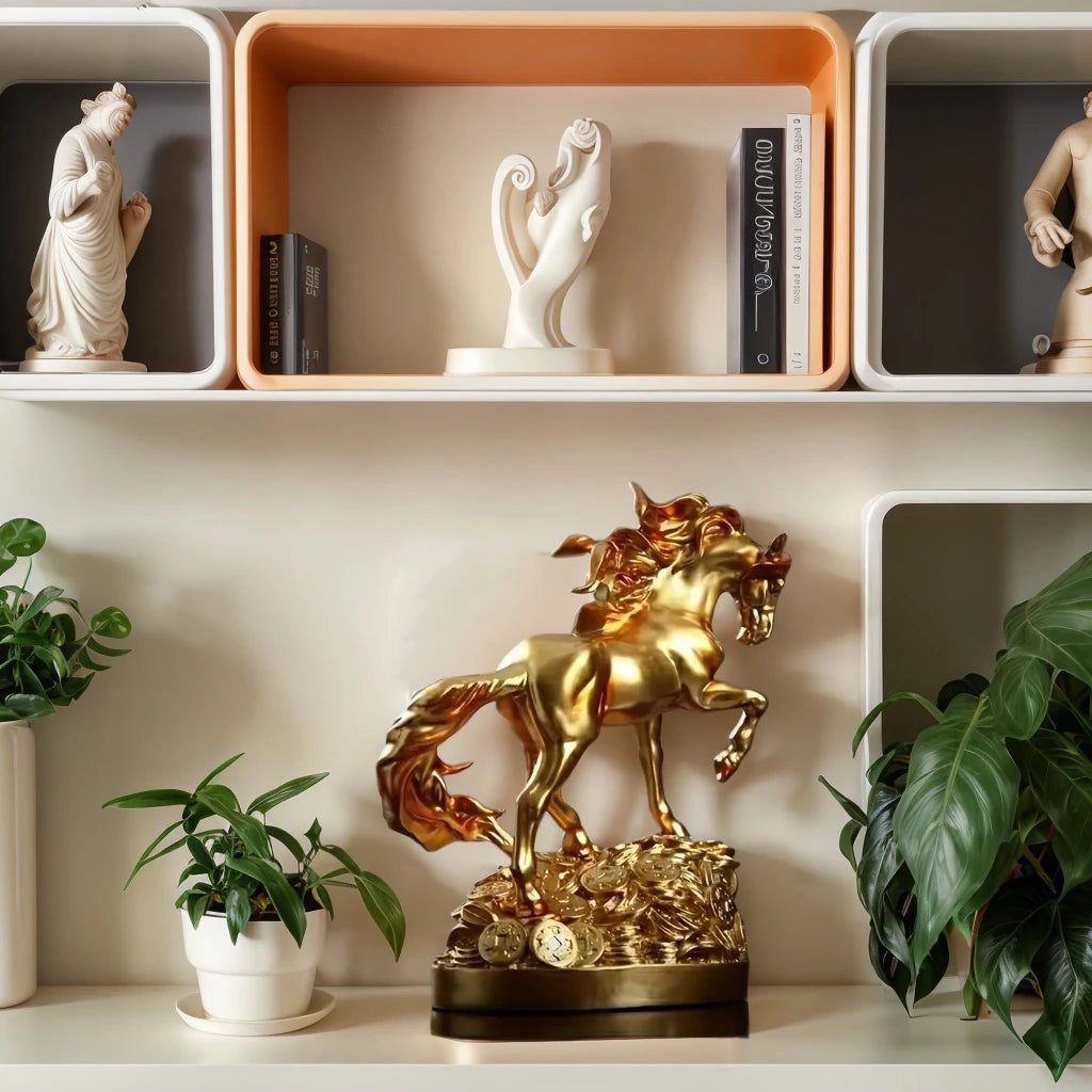 1 Piece - Horse Statue Decorative Art, Wealth Prophecy Statue, Suitable for Home Living Room, Bar, Coffee Shop, Room Decoration
