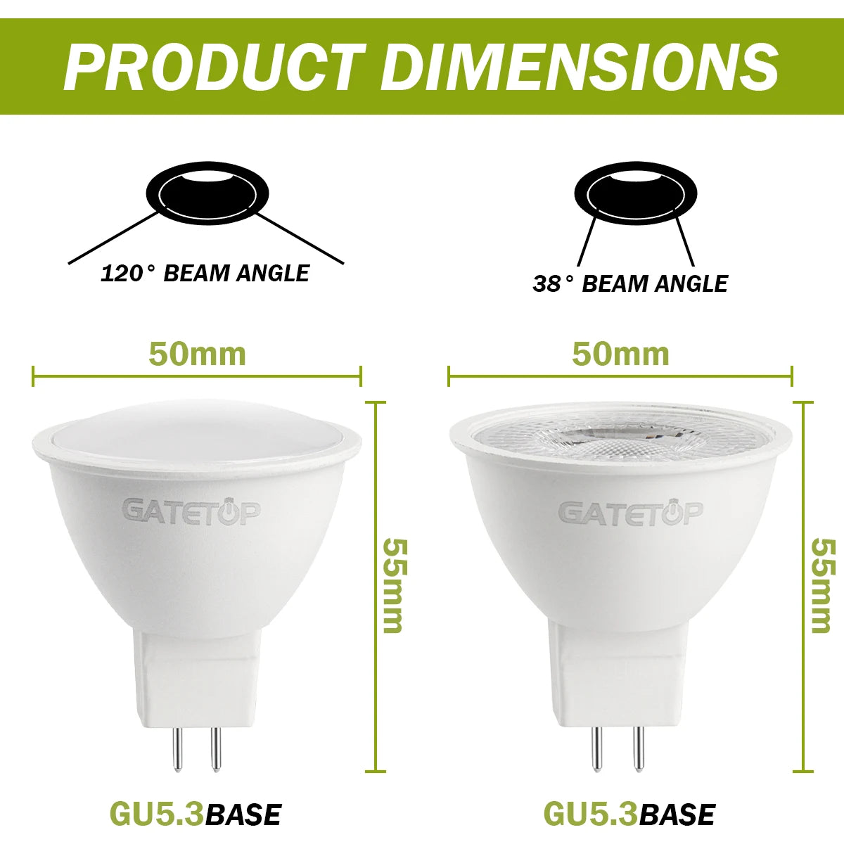 10-Pack MR16 GU5.3 LED Spotlight Bulbs, Compatible with 50W Halogen, AC 110V/220V/12V, Ideal for Home Lighting