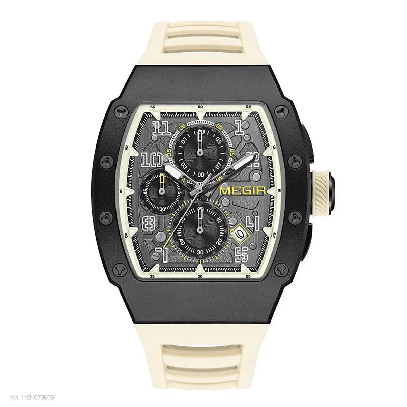 316 Stainless Steel Quartz Watch for Men Fashion Waterproof Luminous Chronograph Wristwatch with Auto Date Silicone Strap