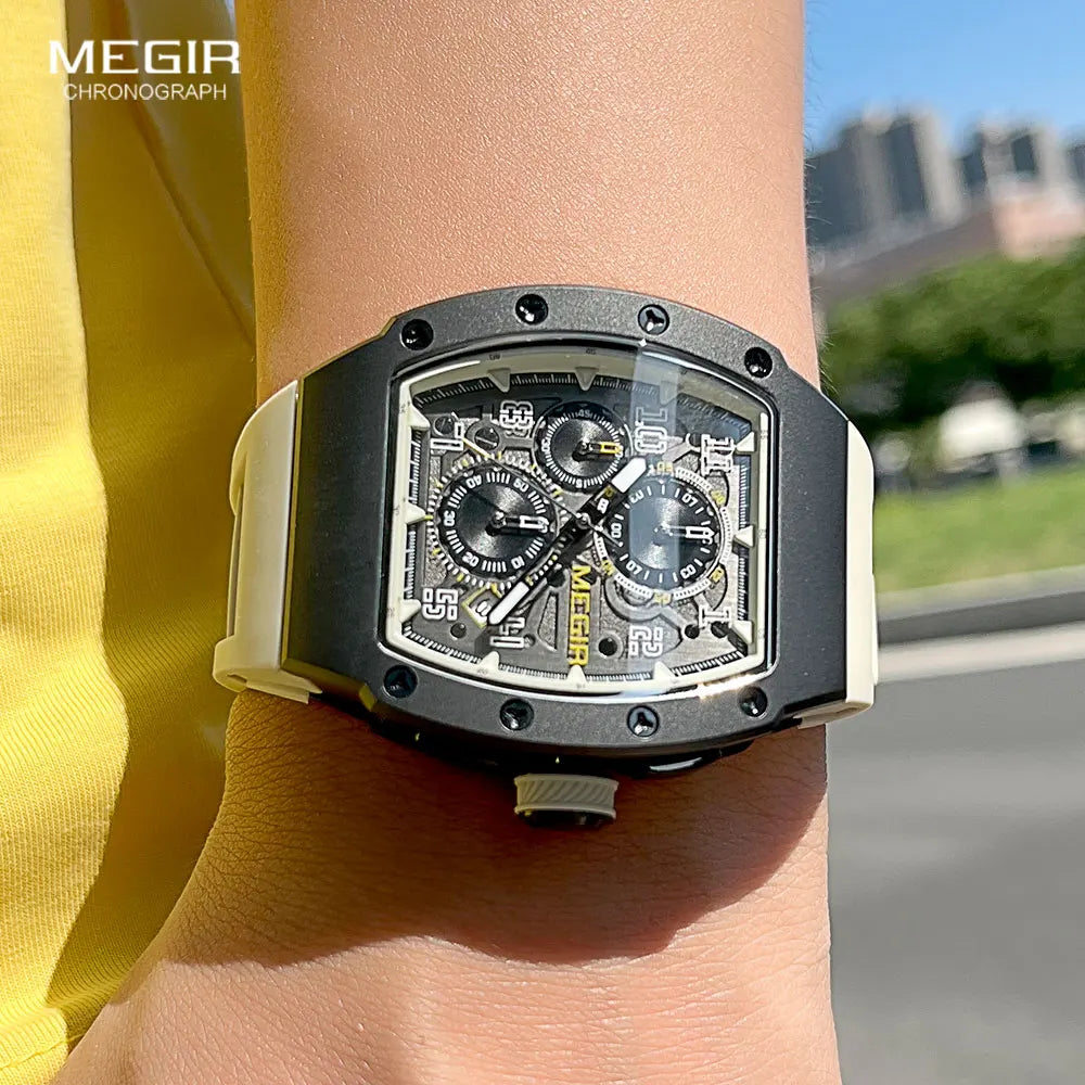 316 Stainless Steel Quartz Watch for Men Fashion Waterproof Luminous Chronograph Wristwatch with Auto Date Silicone Strap