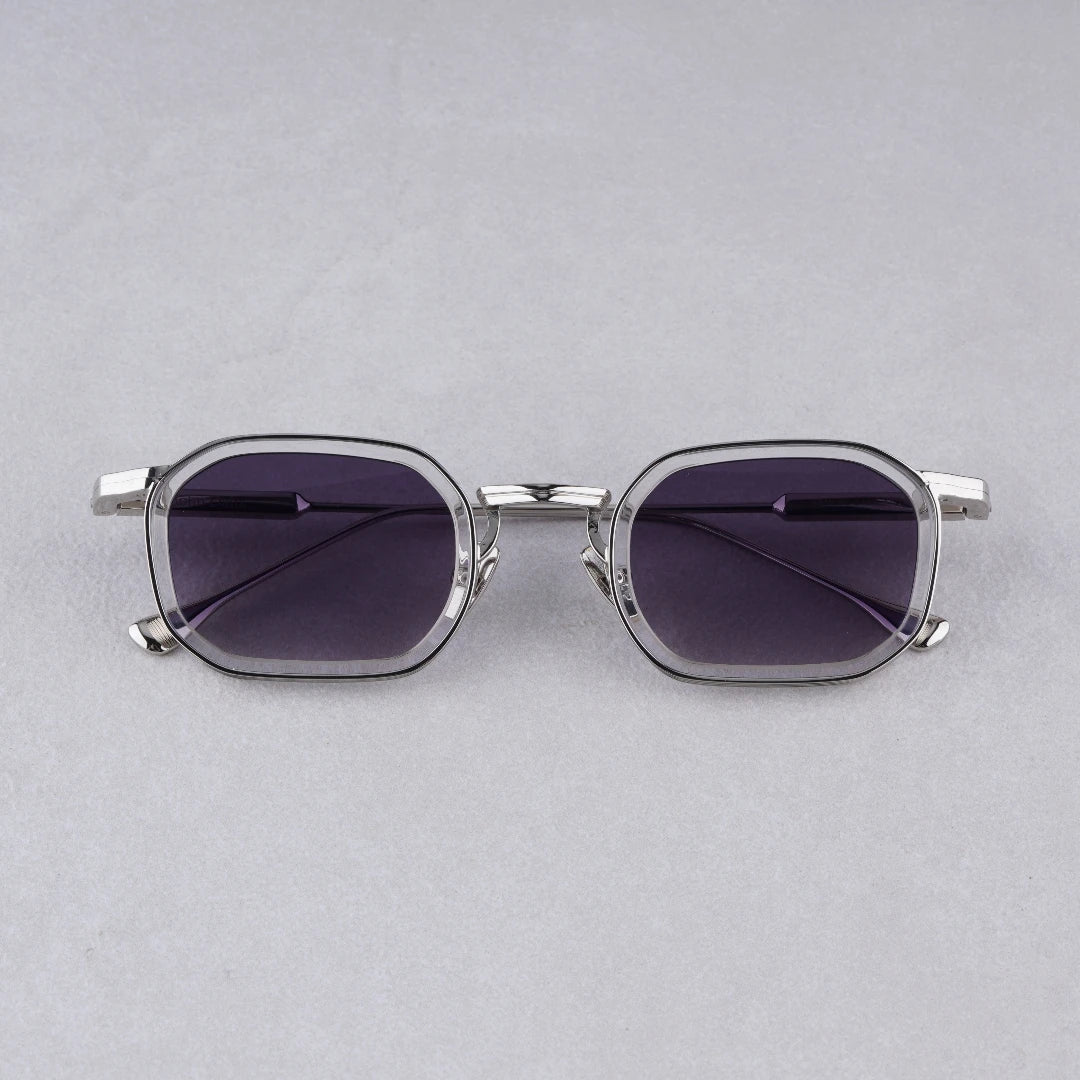New Heavy Metal Style Luxury Vintage Fashion Octagon Goggles Sunglasses SAMUEL Pure Titanium Acetate UV400 Women Men A+ Quality