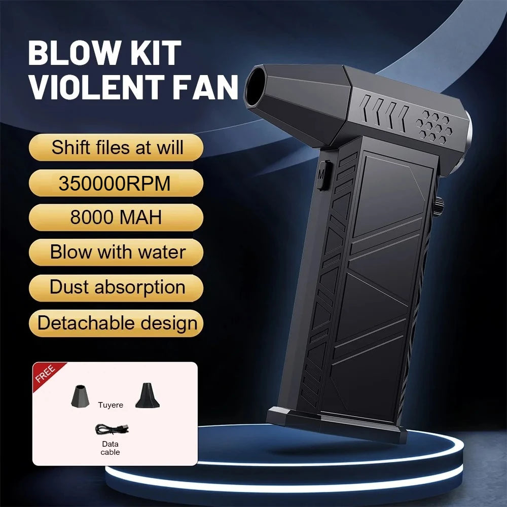 Violent Fan 400000RPM Powerful Air Blower Vacuum Dust Cleaner Type-C Charging Strong Winds 53M/S Brushless Turbo Jet Blower 