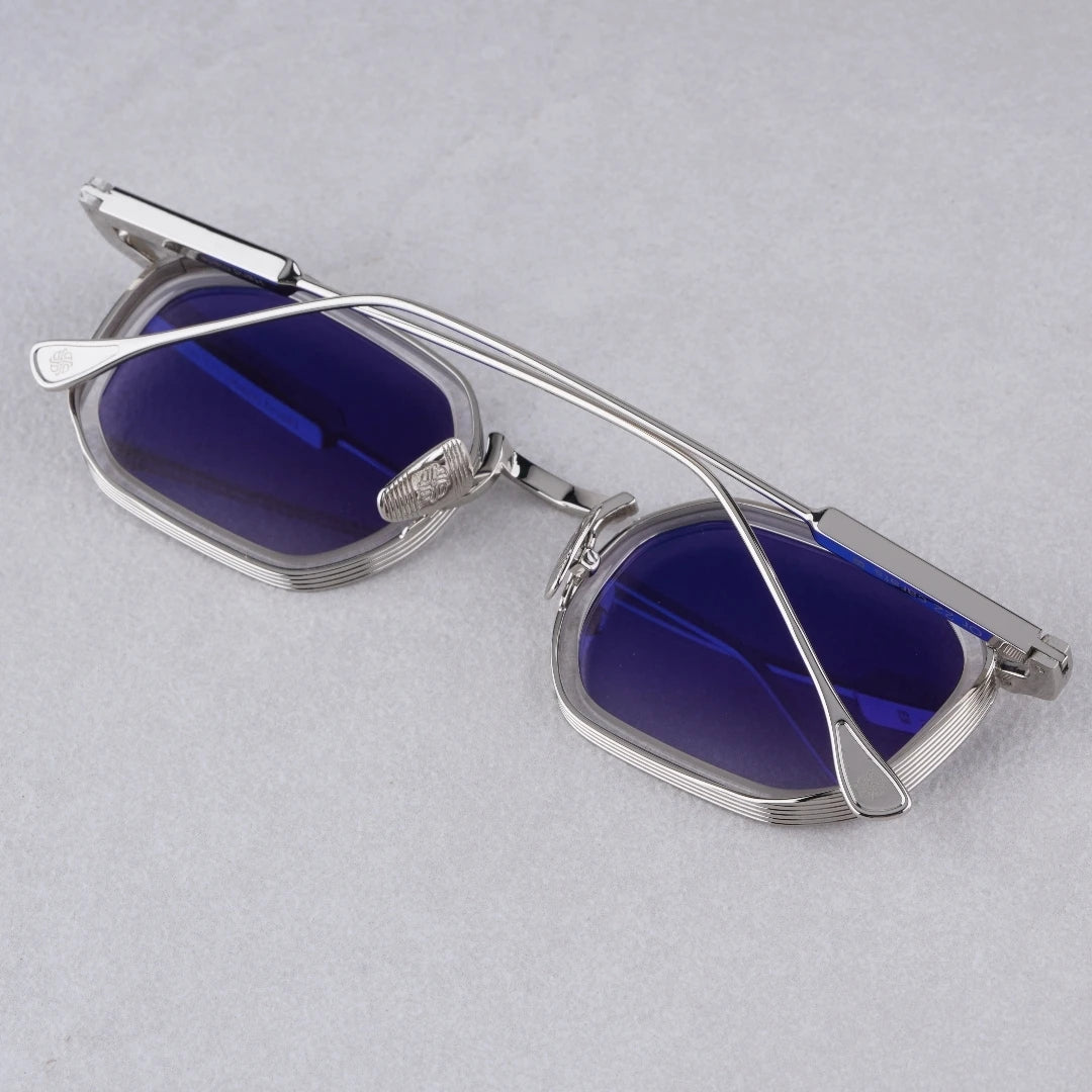 New Heavy Metal Style Luxury Vintage Fashion Octagon Goggles Sunglasses SAMUEL Pure Titanium Acetate UV400 Women Men A+ Quality