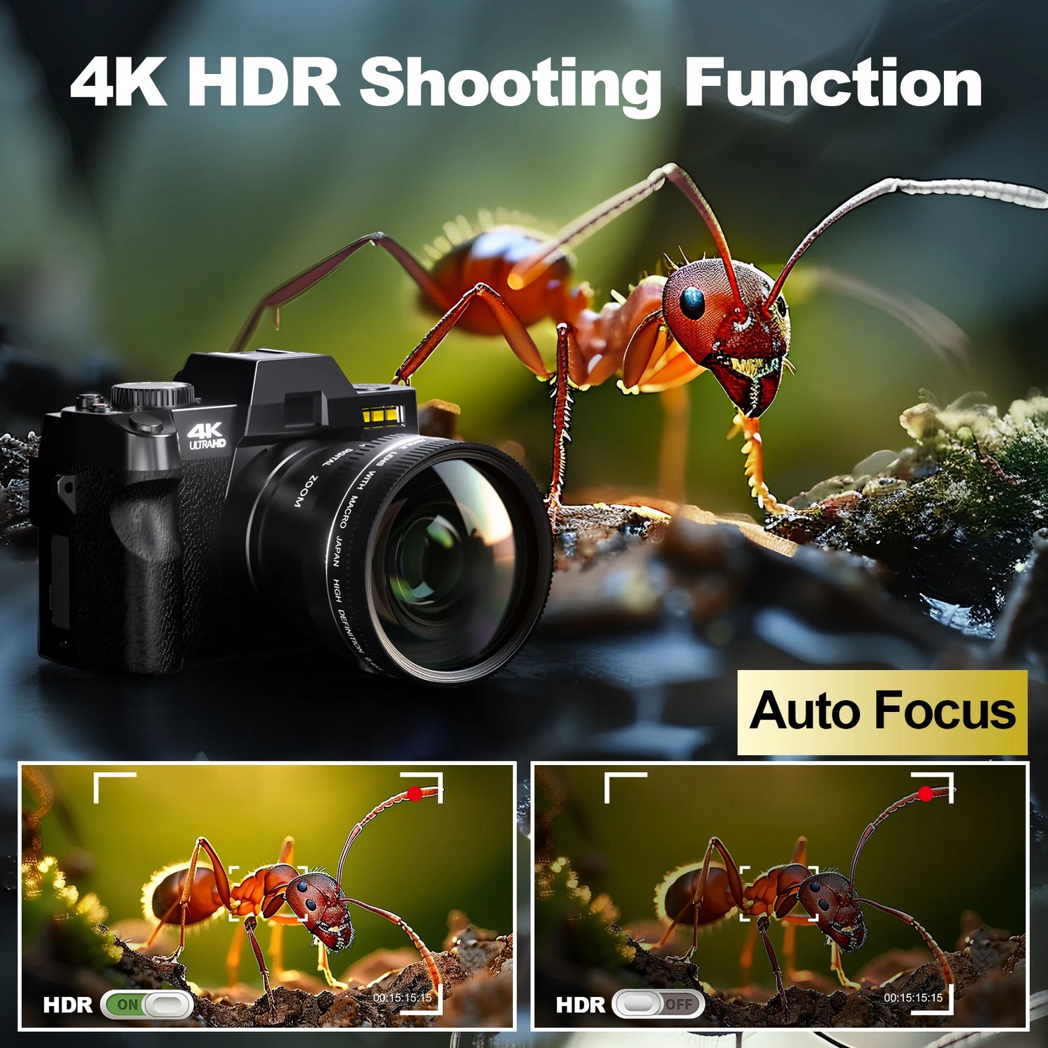 Compact 4K Digital Photography Camera with WIFI, 48MP Camcorder, and 16X Digital Zoom for Vlogging and YouTube