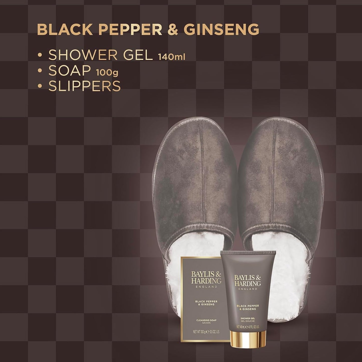 Black Pepper & Ginseng Men'S Luxury Slipper Gift Set - Vegan Friendly (Pack of 1)