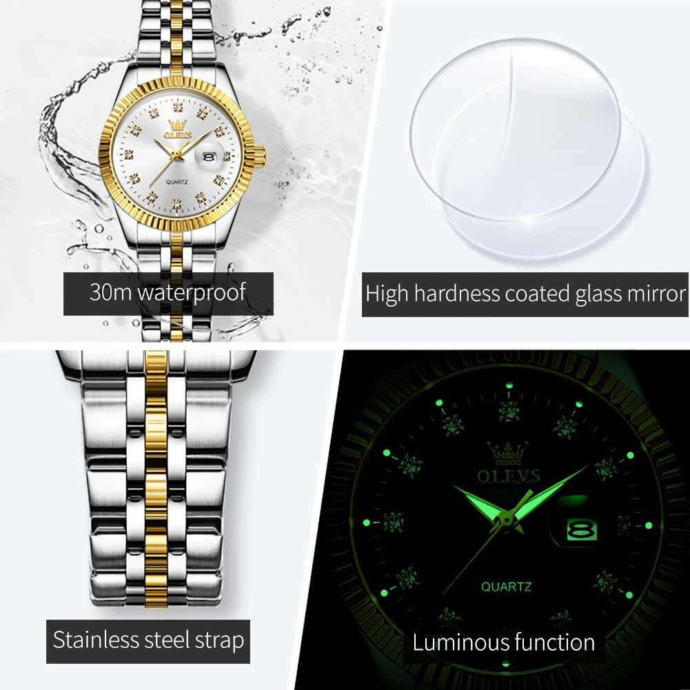 5526 Classic Luxury Women'S Quartz Wristwatch Stainless Steel Waterproof Auto Date Diamond Scale Original Women'S Watches