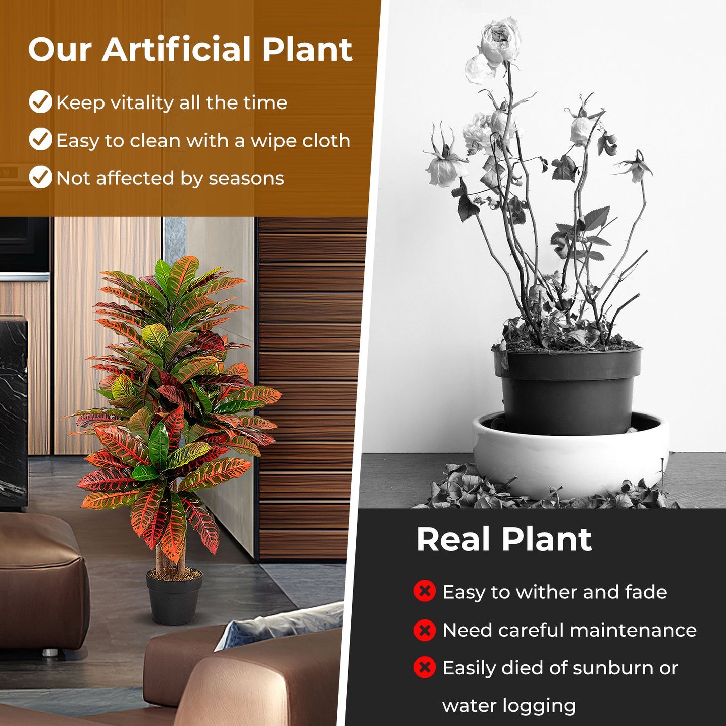 Artificial Croton Palm Tree