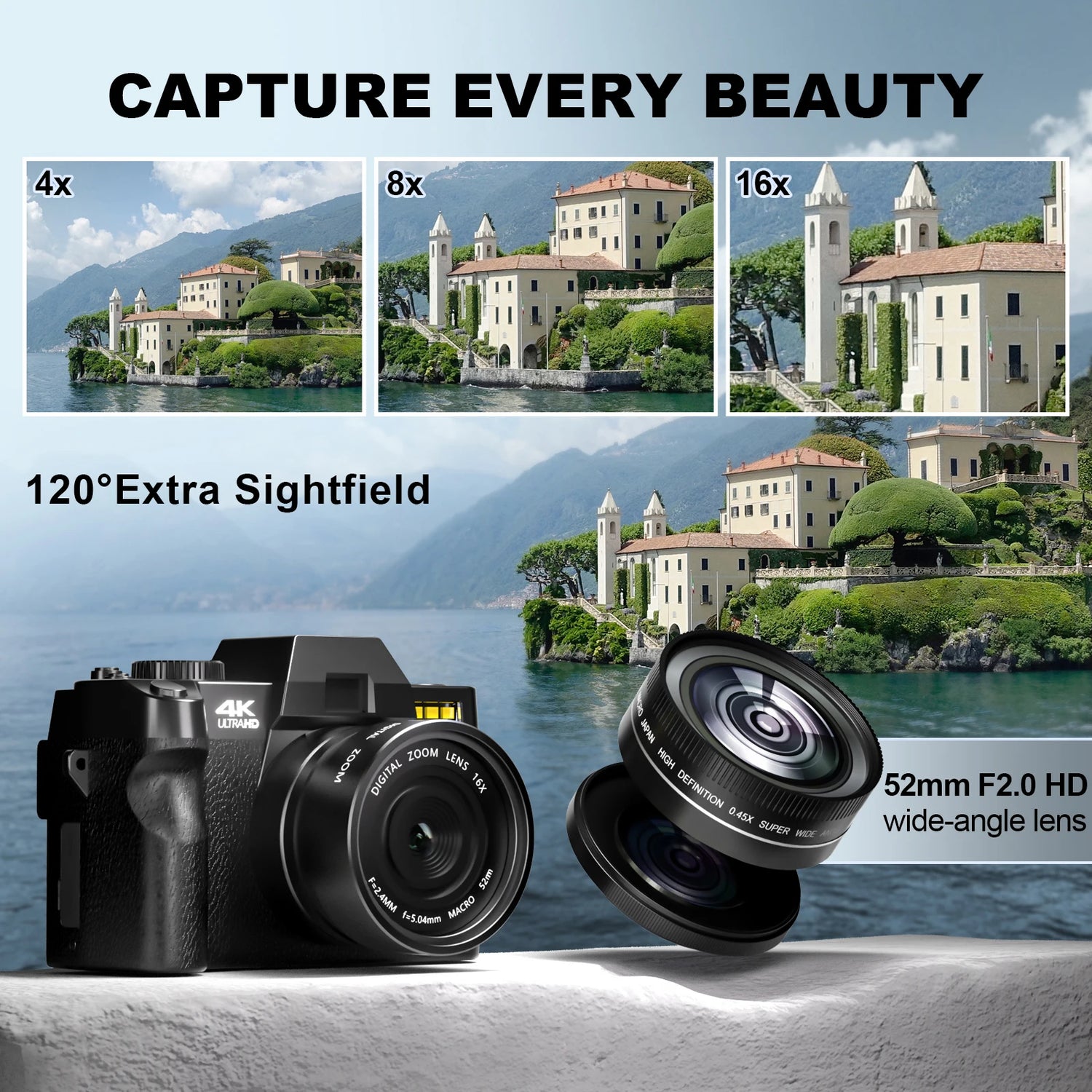 Compact 4K Digital Photography Camera with WIFI, 48MP Camcorder, and 16X Digital Zoom for Vlogging and YouTube