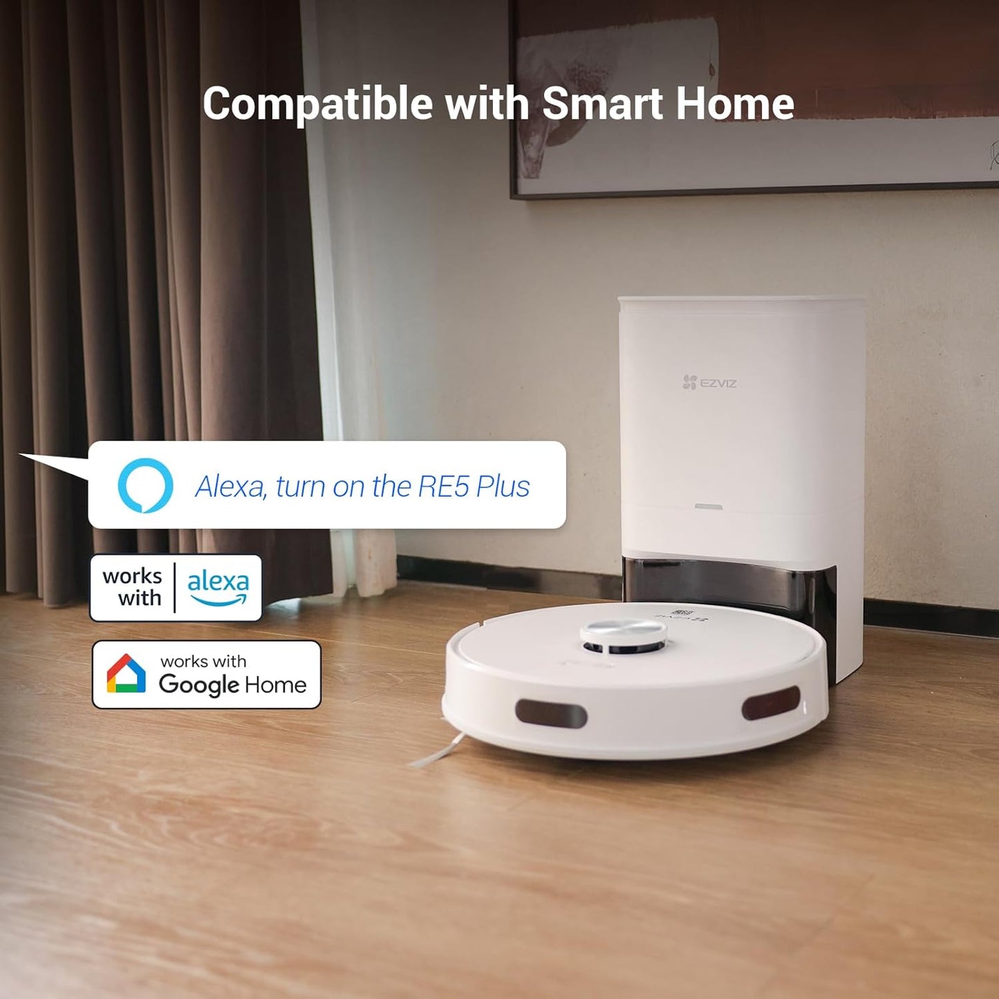 RE5 plus Robot Hoover Mop, 4L Self Emptying Station, 4000 Pa, Carpet Detection, Lidar Obstacle Avoidance, Self-Charging, Clean 300㎡, Wifi APP Control, Pet-Friendly, Robot Vacuum, Voice Assistant