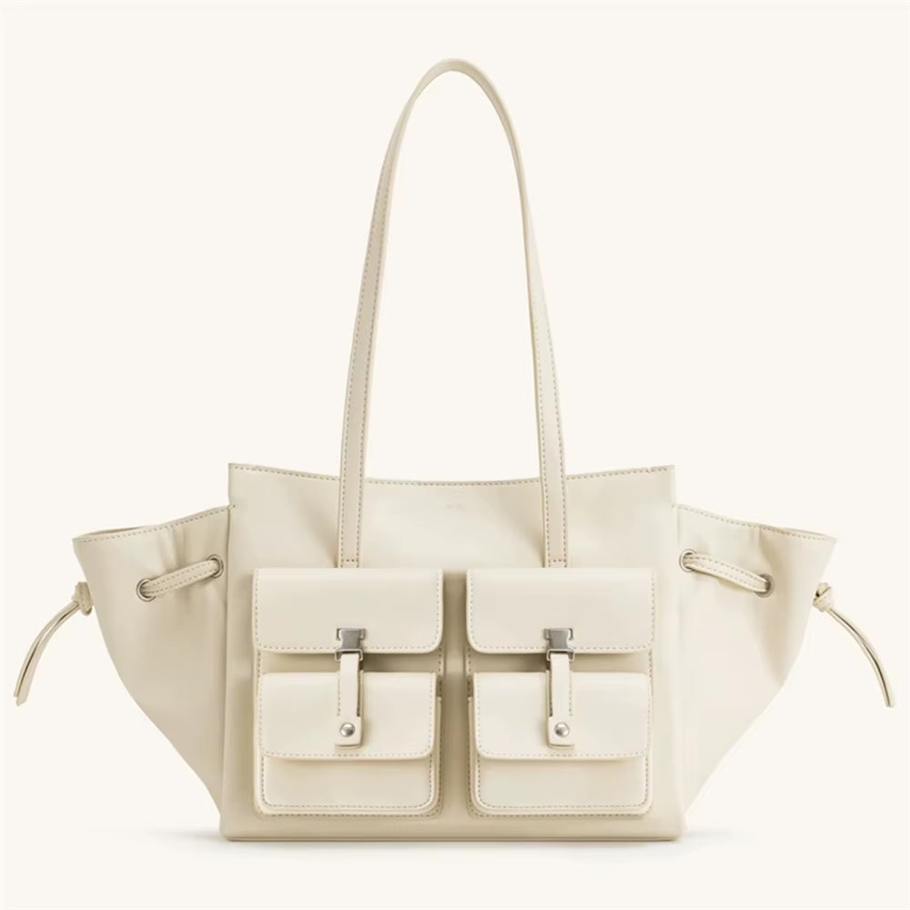 Vegan Leather Motorcycle Style Tote Bag Women'S Large Capacity Crossbody Purse for Commuters Underarm Shoulder Handbag