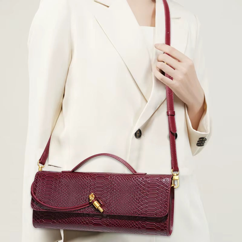 Luxury Design Top-Handle Bag for Women Evening Handbag Long Purse, Crocodile Pattern Crossbody Shoulder Bags Fashionable Outfits