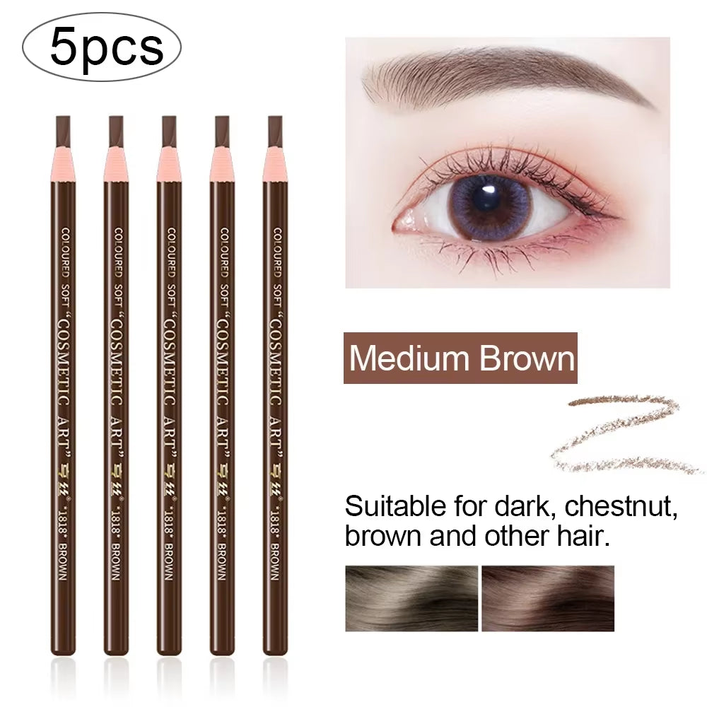5Pcs Professional Microblading Pencil Permanent Eyebrow Pencil Tattoo Waterproof Art Tint Makeup Eye Brow Pen Enhancers Cosmetic