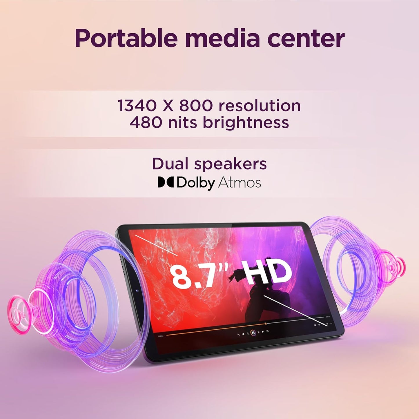 Tab One Android Tablet | 8.7 Inch HD Display | Mediatek Helio G85 | 4GB RAM | 64GB | Wi-Fi 5 | Clear Case